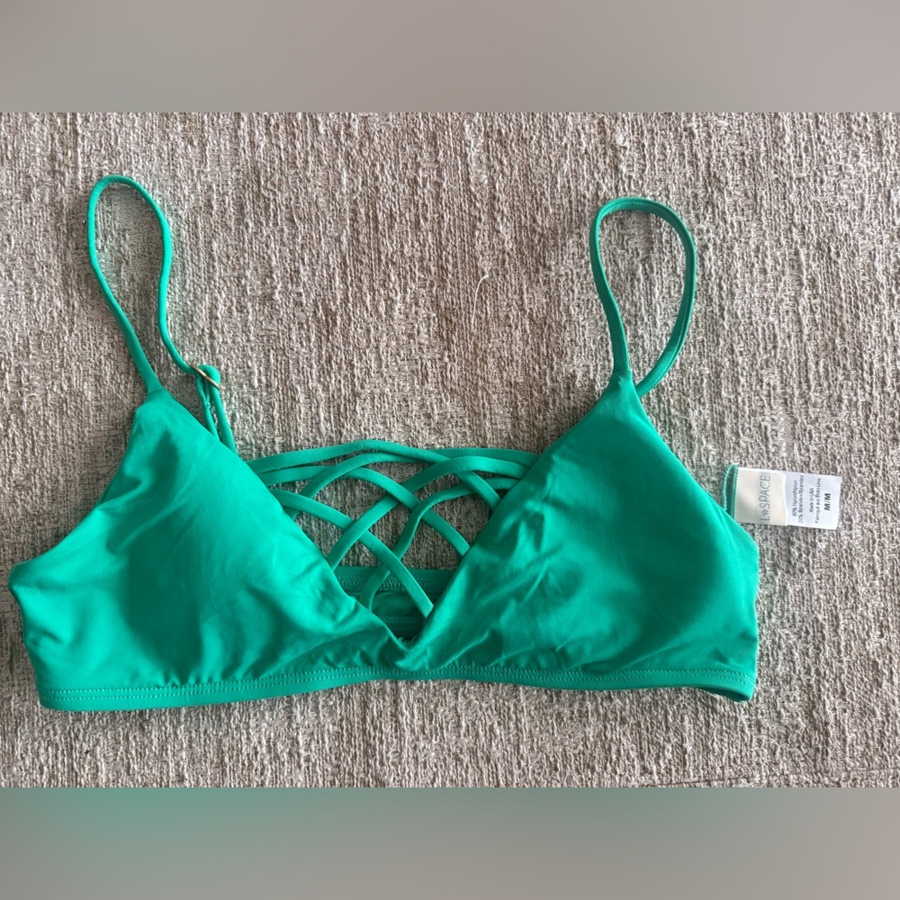 LSpace BRAND NEW Green Lattice Swim top